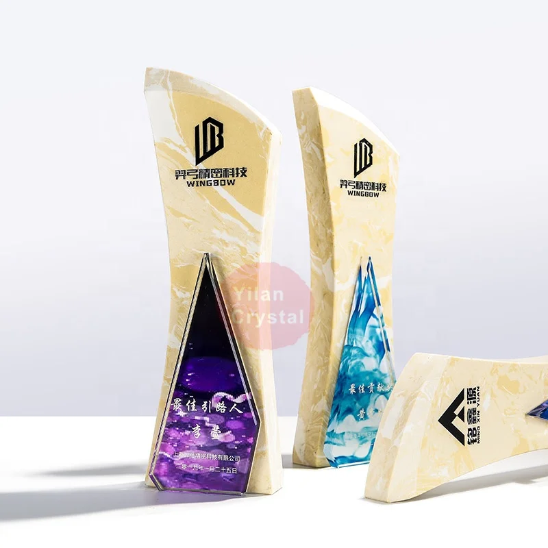 High-End New Design Colorful K9 Trophy Crystal Award for Competition Gift