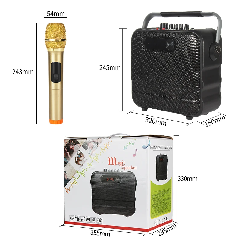 M669i Speaker Karaoke with Microphone Blueteeh Wireless Audio Bass Treble Adjustmentfor Outdoor Family