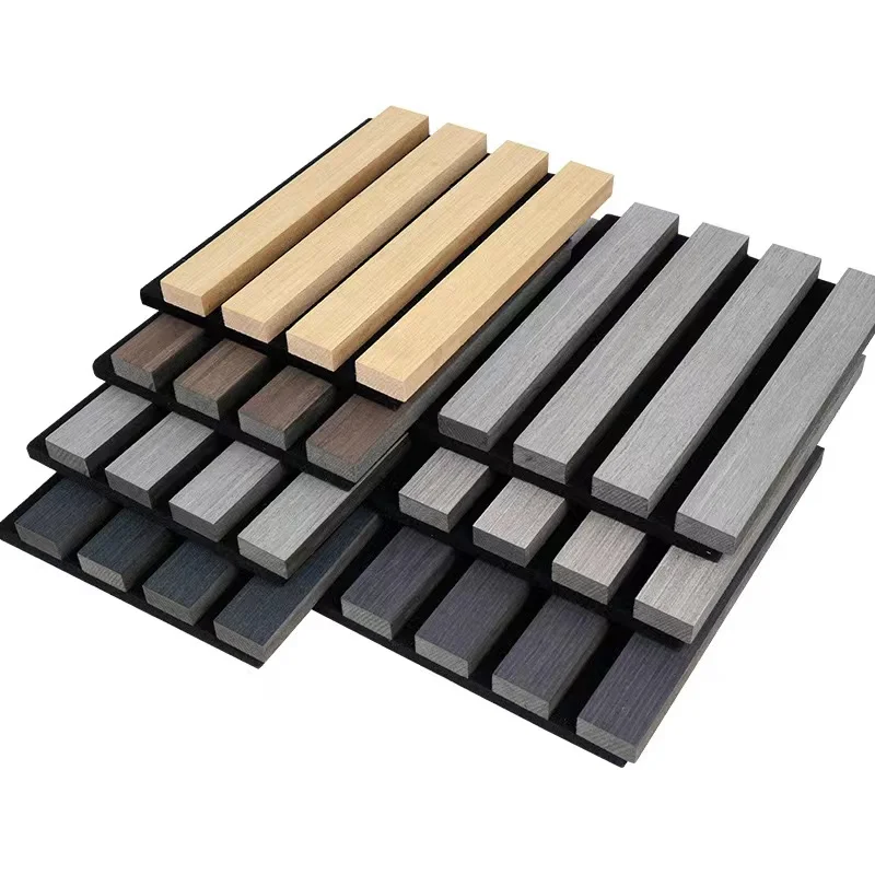 Manufacturer New Arrival Modern Slatted Acoustic Panel on Wall Wood Decor for Living Room Bedroom Noise Reduction