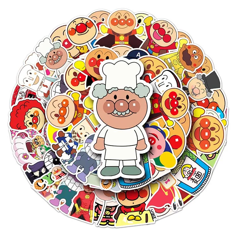 52Pcs Japanese Anime Anpanman Graffiti Stickers For Bottle Luggage Car Decoration Vinyl Cartoon Sticker