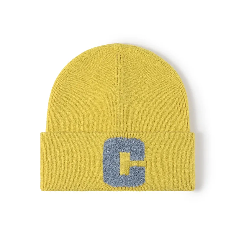 Wholesale Custom Faux Rabbit Fur Imitated Angora Yarns Chenille Patch Embroidery Logo Thermal Winter Knitted Beanie Hats