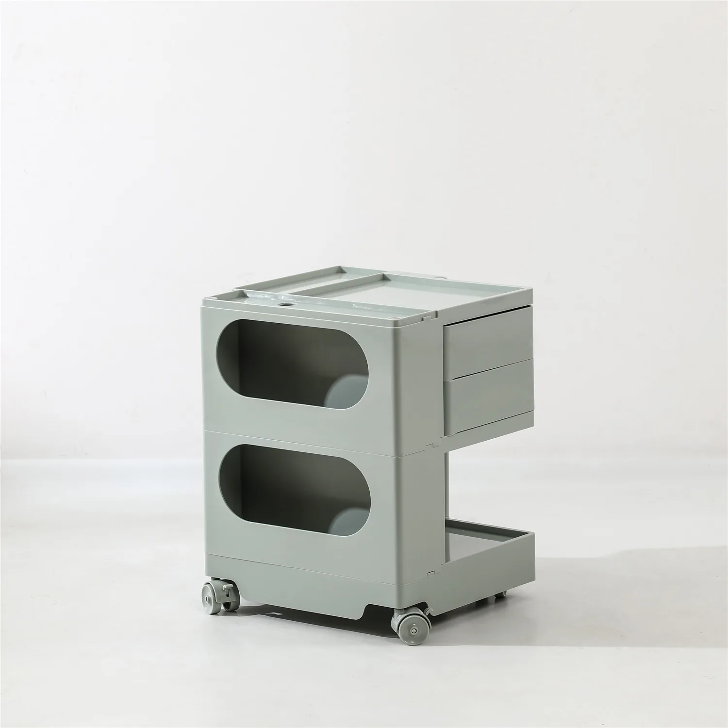 Nordic Home Furniture Plastic Rotating Storage ABS 2 3 Tier Coffee Side Night Stand Bed Side Bedside Table for Bedroom