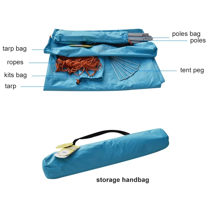 Waterproof Outdoor Awning Hammock Tarp Rain Booming Camping Tent Sun Shelter Garages Canopies Hiking Beach Tent Canopy