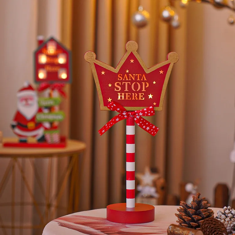 Outdoor Christmas Yard Decorations Santa Stop Here Sign Lights Wood Garden Holiday Xmas Decoration for Christmas Season