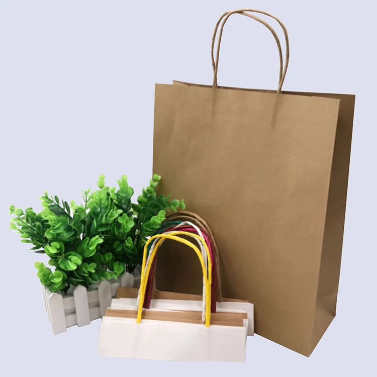Free sample paper bag twist handle low price kraft shopping bag handles manufacturer
