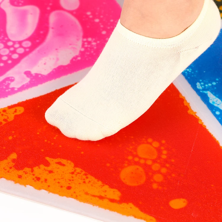 Anti Slip PVC Tile  Autistic Children Kindergarten Educational Liquid Flowing Toy Interactive Liquid Rubber Floor With 4 Colors