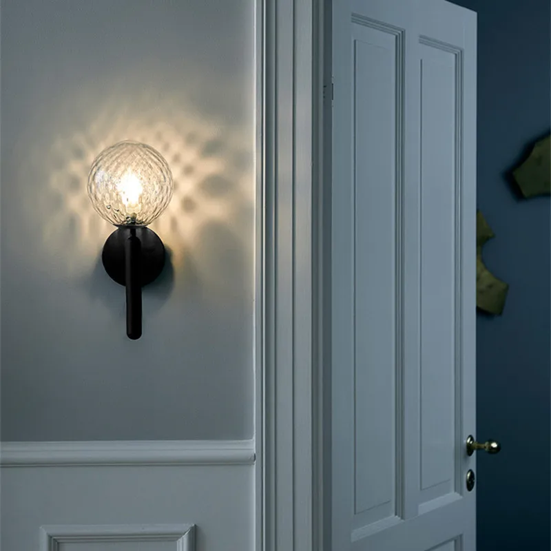 Роскошный постмодерн для дома гостиницы виллы гостиной спальни прикроватная стеклянная настенная лампа в форме мяча гольфа