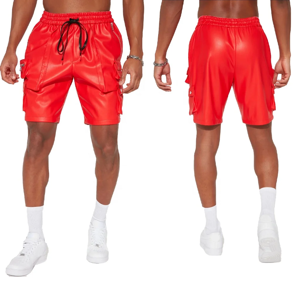 KY High Quality 2 Piece Men Summer Set Turn-down Collar Buttons For Clothes Cargo Pocket Leather Digital Print Fabric