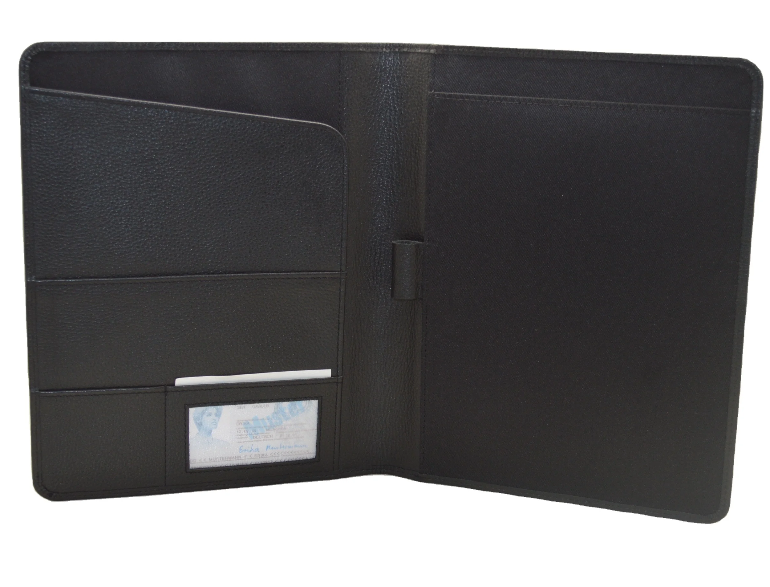 Eco-Friendly File Folder Style Portfolio / Black Leather Portfolio Folder / Leather File Folder With Name Card Holder