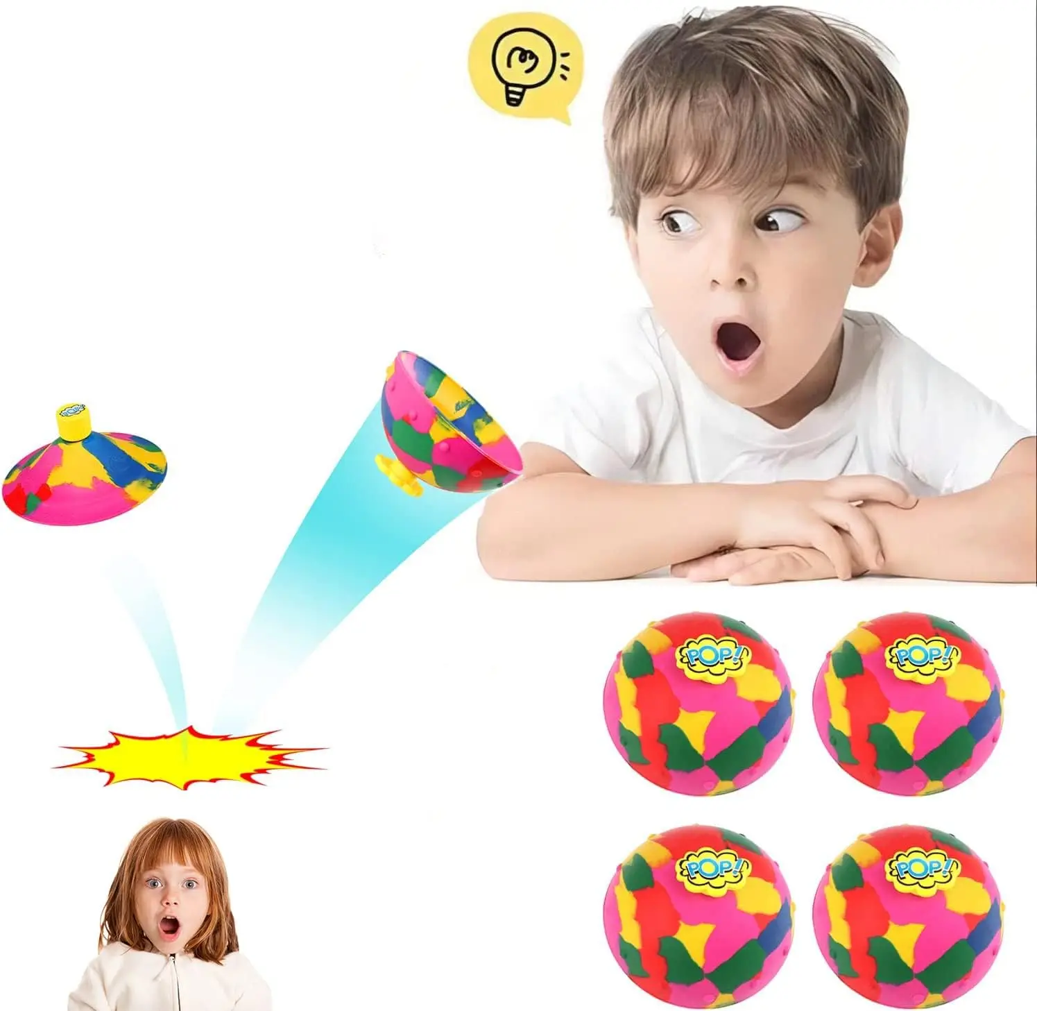 Creative Camouflage Bouncing Bowls Jumping Bounce Fidget Toys Hip Hop Jumping Bounce Fidget Toy