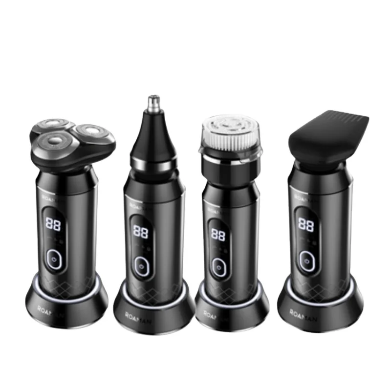 IPX7 Washable 4 In 1 Cordless Rechargeable Nose Hair Removal Three Blade Shaver Barber Razor