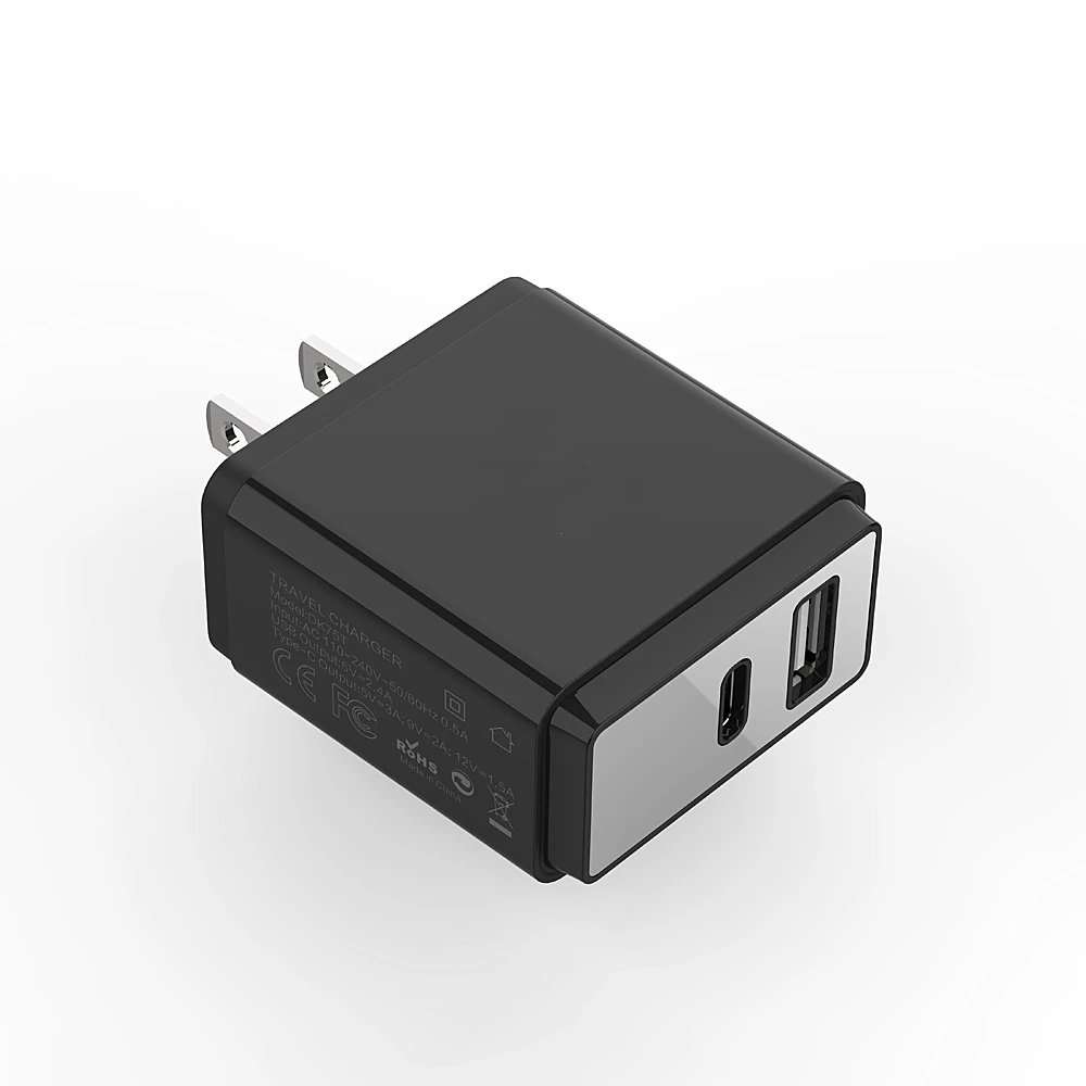 Двойной PD и QC3.0 порт штепсельная вилка американского стандарта USB C адаптер питания для iPhone 12 быстрой зарядки 20 Вт PD настенное зарядное устройство