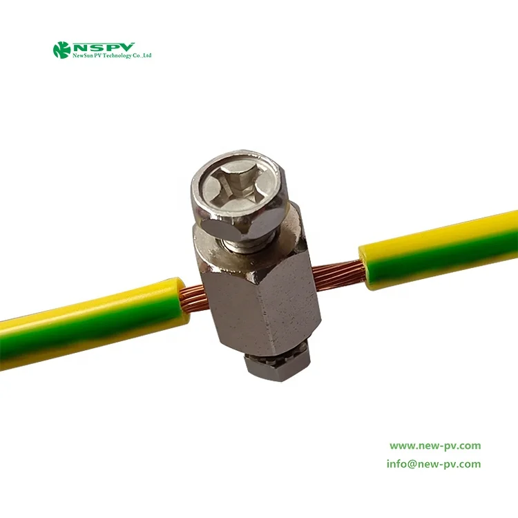 NSPV Factory Supply Solar Panel Earthing Clamps Copper Earth Grounding Lugs For Solar System Protection