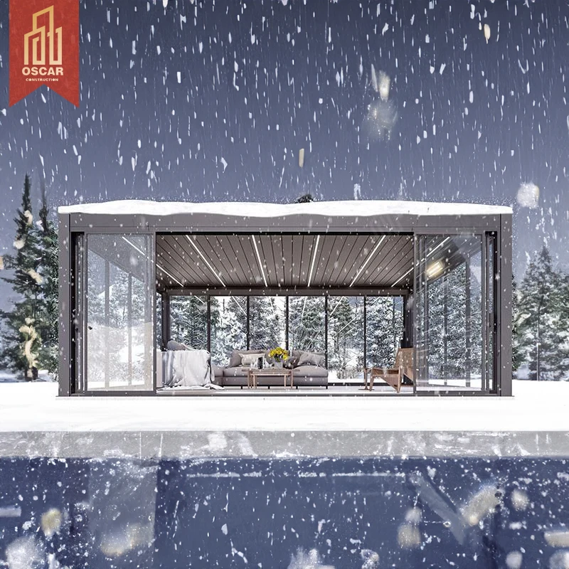 JUNPAI Motorised 4x3 Aluminium Pergola Gazebo & Pavilion for Villa Waterproof Lockable & Fireproof Terrace Roof Outdoor Space