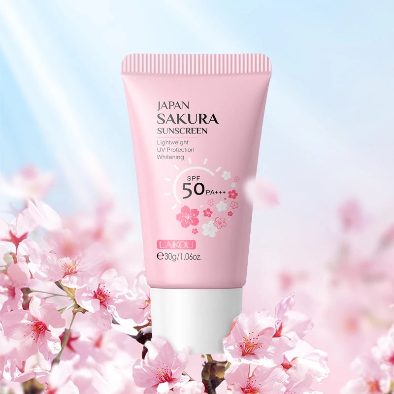 30g LAIKOU Sakura whitening natural skin care sunscreen cream spf 50PA+++ waterproof sun block