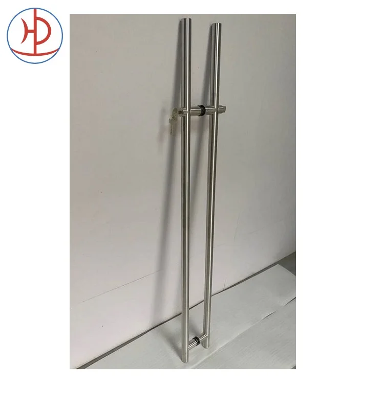 Hotel Glass Door Round Tubular  Stainless Steel Door Lock Handles Glass Door Customized Handles