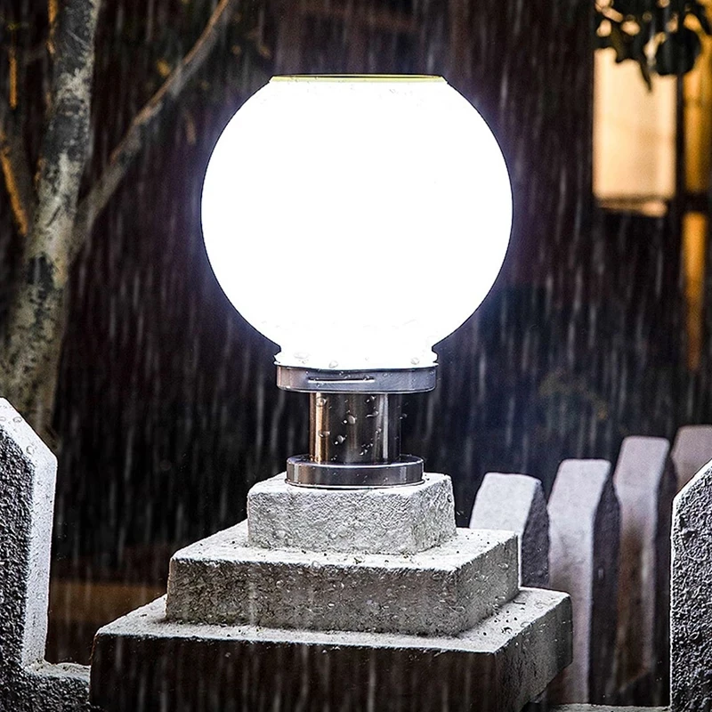 Round Ball Plastic Solar Fence Post Lights Wireless Gate Pillar Light with Solar Power Lighting Lamps Waterproof
