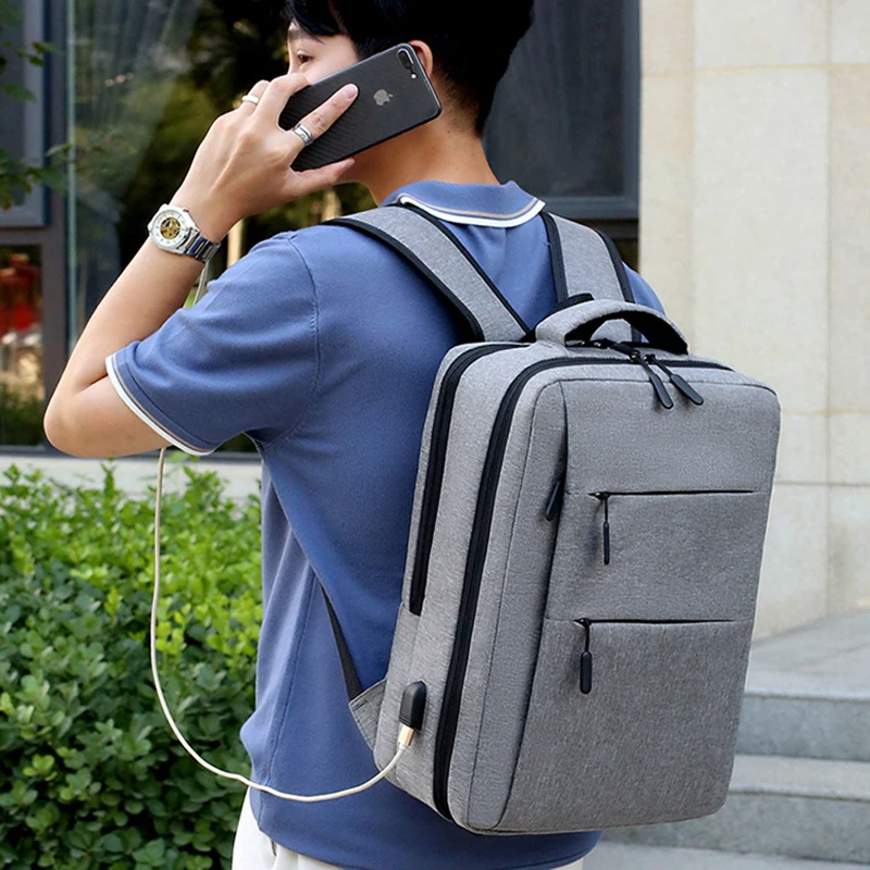 Free Sample Business Backpacks Large Capacity Rucksack 15.6 inch Smart Nylon USB Charger Laptop Backpack