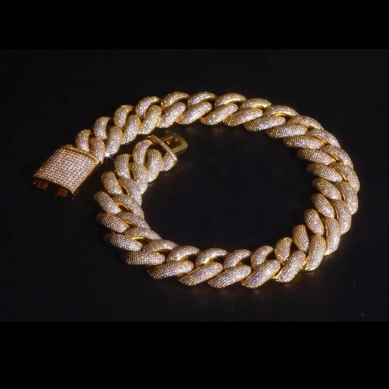 Gold Heavy High Quality 18k Gold Plated 20mm 25mm Iced Miami Cuban Chain for Men Necklace