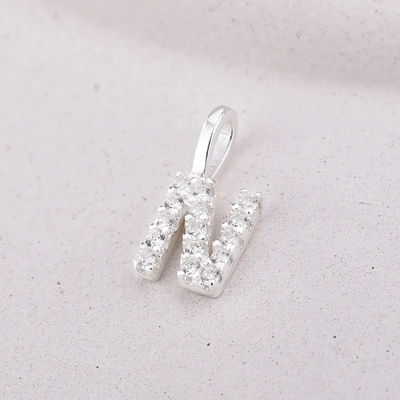 High Quality 6mm Sterling Silver Pendant Simple Hypoallergenic Crystal 26 Initials Charm For DIY Necklace Jewelry Accessories