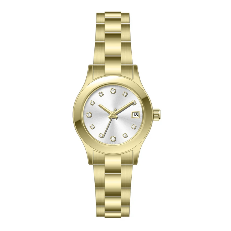 Fashion Pure Gold Color Ladies Bracelet Quartz Alloy Watch Western women wrist watches