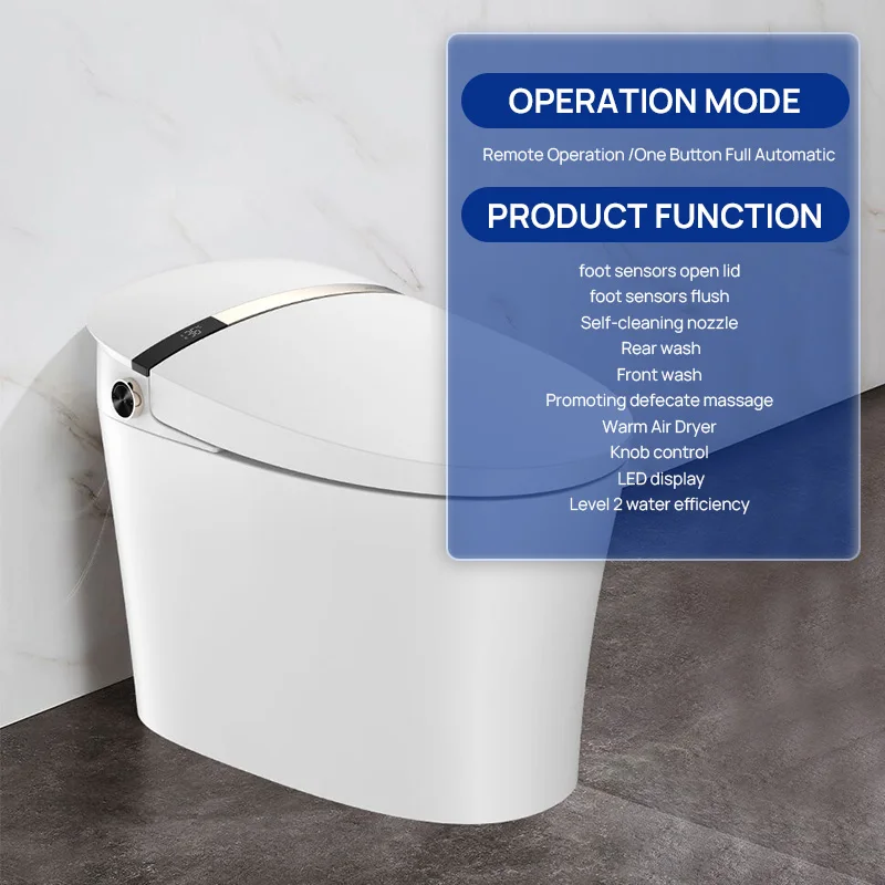 JOMOO Bathroom Remote Control Intelligent Heated Smart Toilet Bidet Auto flush Ceramic Toilet Bowl With Foot Sensors