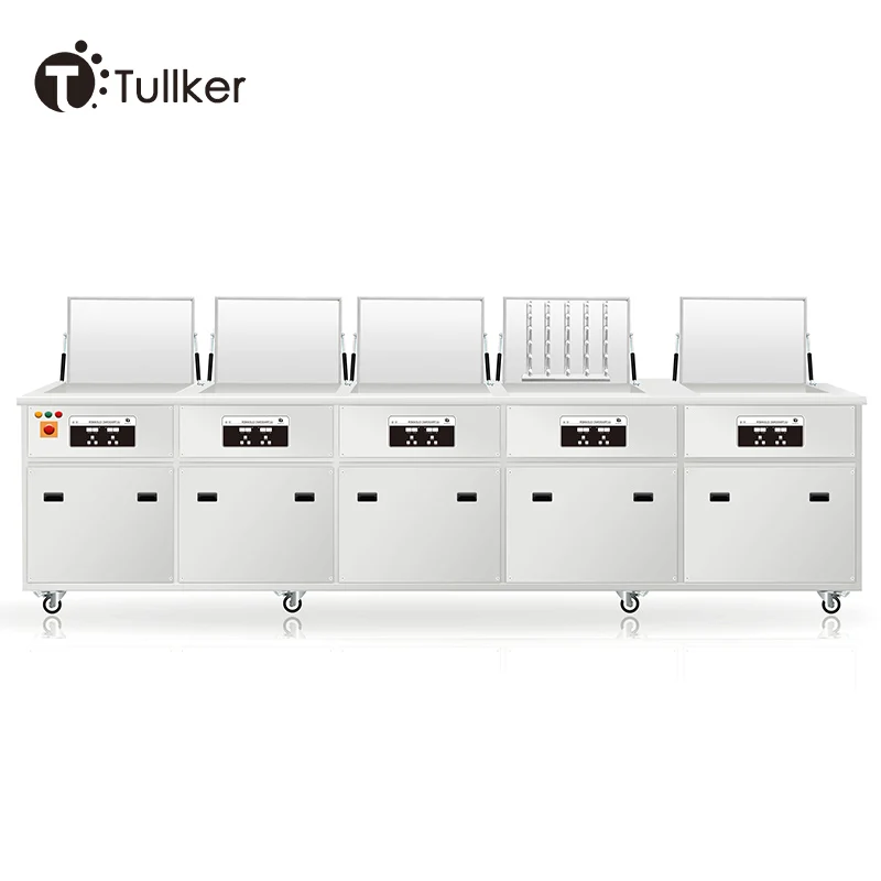 Tullker пять баков 400L большая емкость Глубокая очистка полоскание пузырьковая распылительная сушилка масло ржавчина 80 кГц промышленный ультразвуковой очиститель