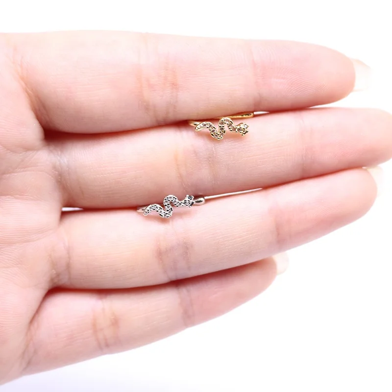 Xjy OEM sexy nose ring snake nose cuffs  clip on nose hoop  CZ non piercing  jewelry for woman man