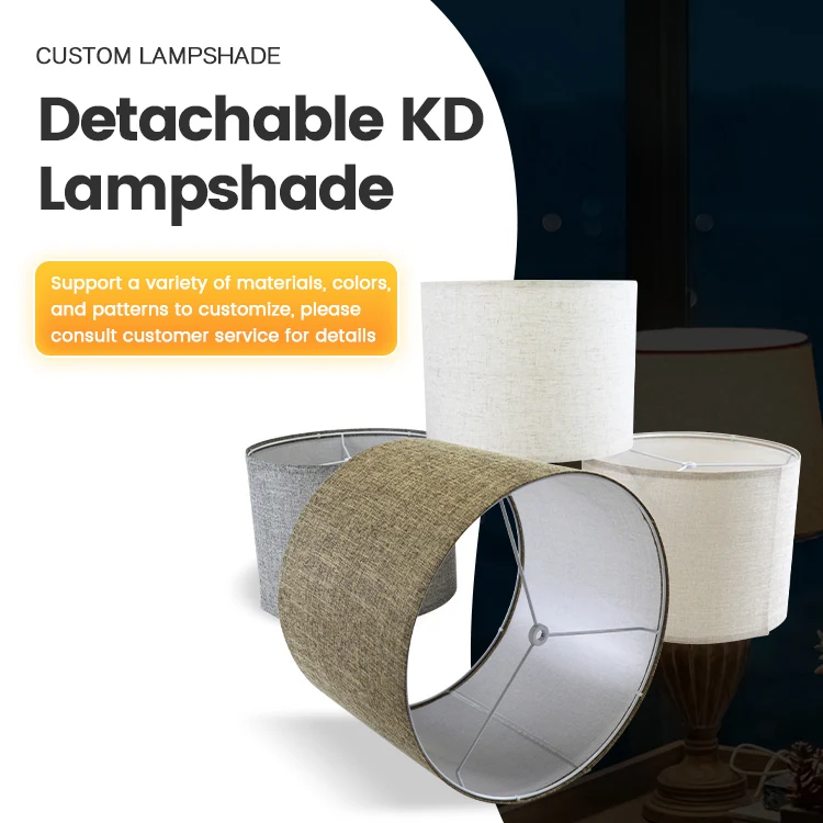 Home Decoration Modern Cylindrical Table Lamp Floor Lamp Linen Lampshade