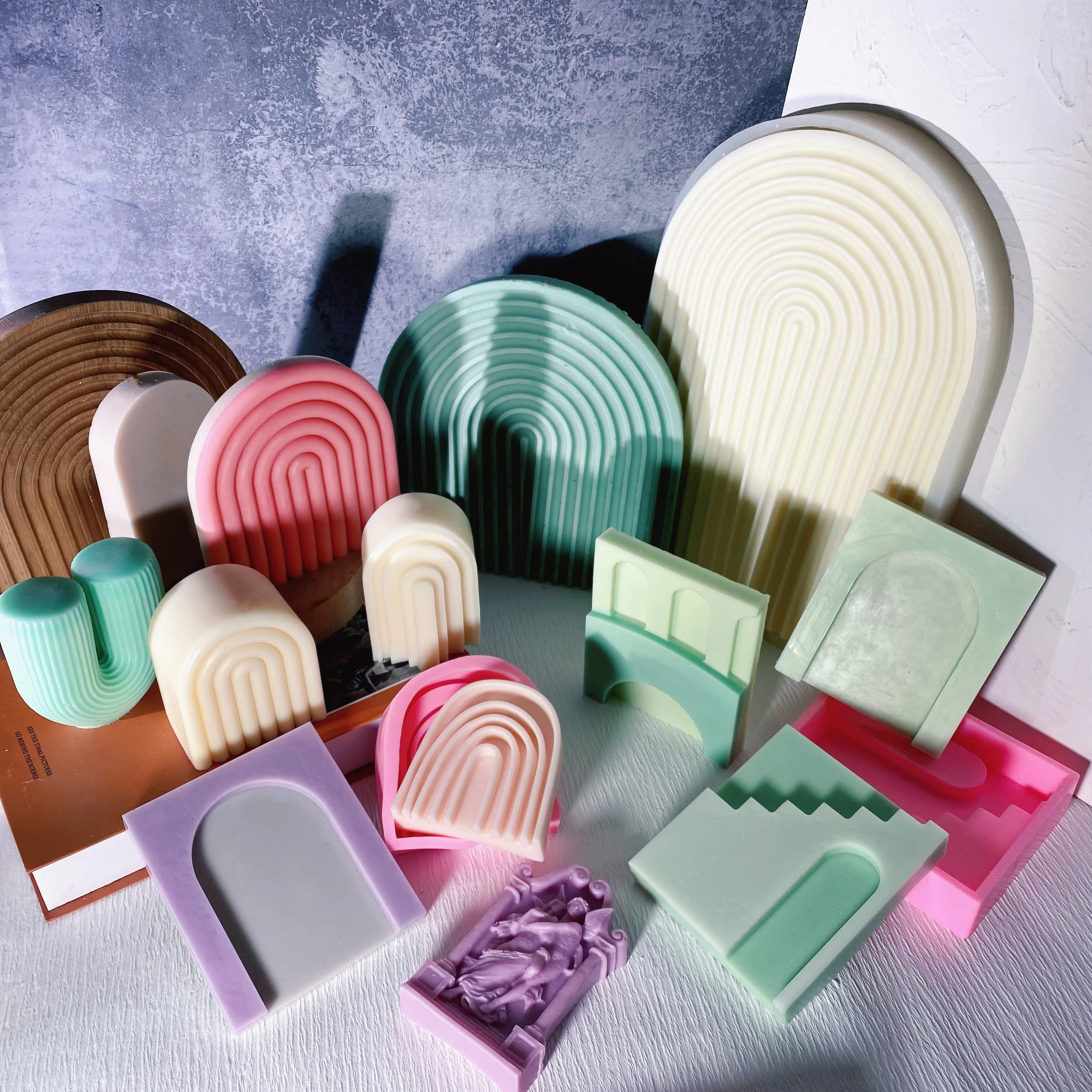 B-5227 3D Silicone Mold Handmade Candle Mold Rainbow Arch Door Geometry Art Gypsum Crafts Candle Making Supplies Resin Wax Mould