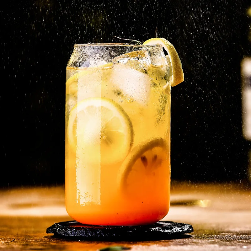 Wholesale custom clear matte beer can glass with lid straw cold pressed juice milk coca tea glass bottles