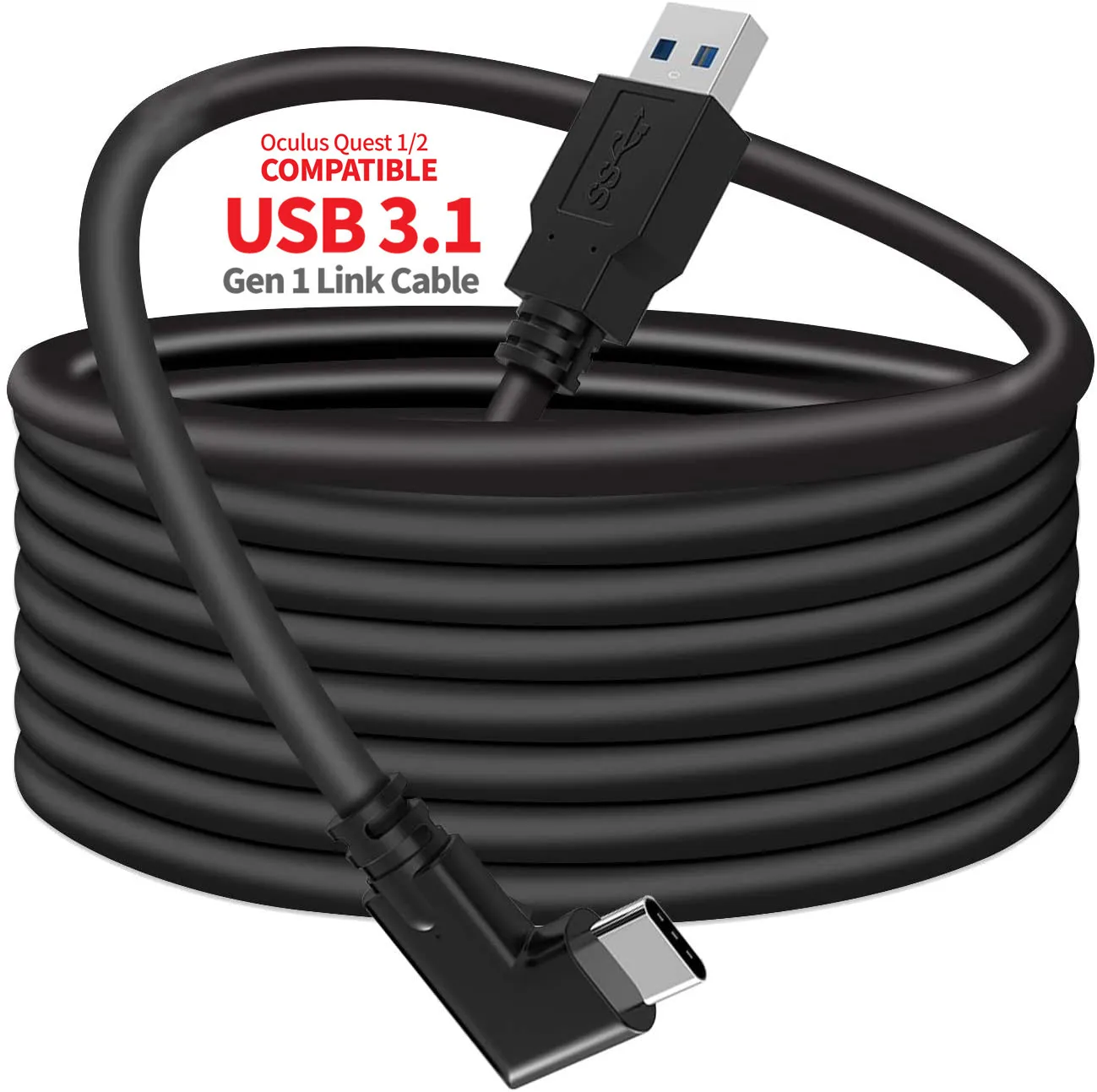 3M 5M 6M VR Stream Link Data Line for Oculus Quest 1 2 5Gbps Data Transfer Right Angel Nylon Braided 3.1 USB-C to USB-A Cord