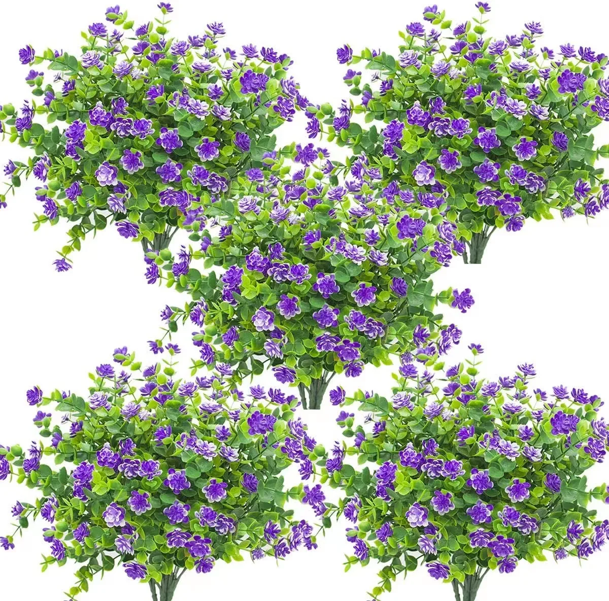 Искусственные цветы и растения эвкалипта устойчивые к УФ-лучам кустарники Пластиковые Зеленые искусственные для наружного декора