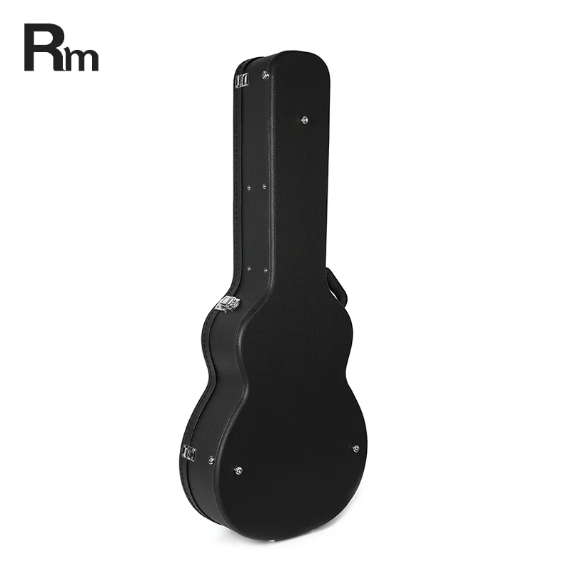 Black GA Acoustic Guitar Case Leather Cover Solid Wood Custom Guitar Case Waterproof Hard Case Guitar