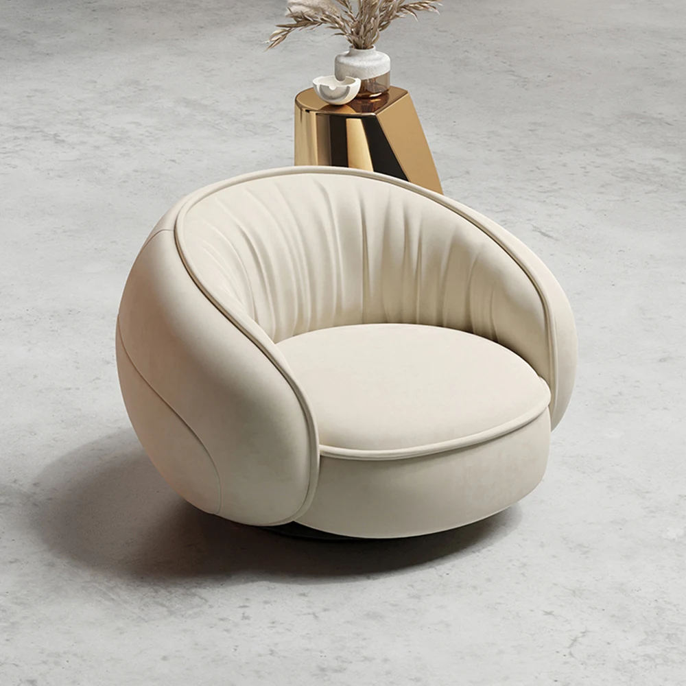 Modern Style Gray White Soft Comfortable Fabric Recliner Luxury Single Sofa Leisure Chair Armchair Rotating Living Room Chair