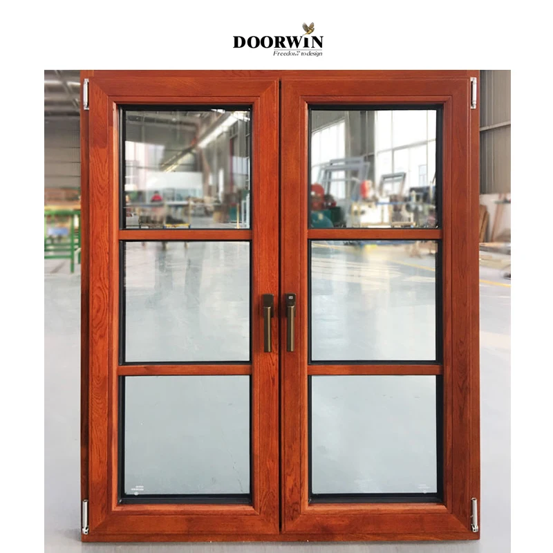 High Quality Broken Bridge Aluminum Casement Window Wooden Color Windows Double tempered low e glass house Window