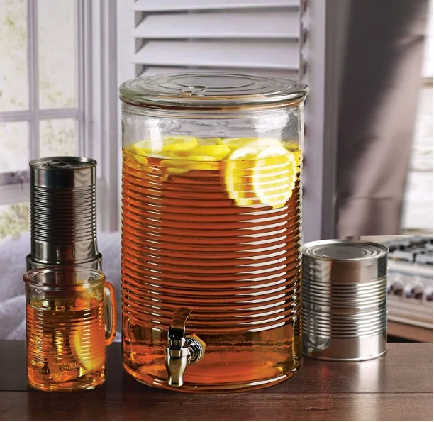 Outdoor Glass Beverage Dispenser with Stainless Steel Spigot 12/16mm - Drink Dispenser for Lemonade, Tea, Cold Water