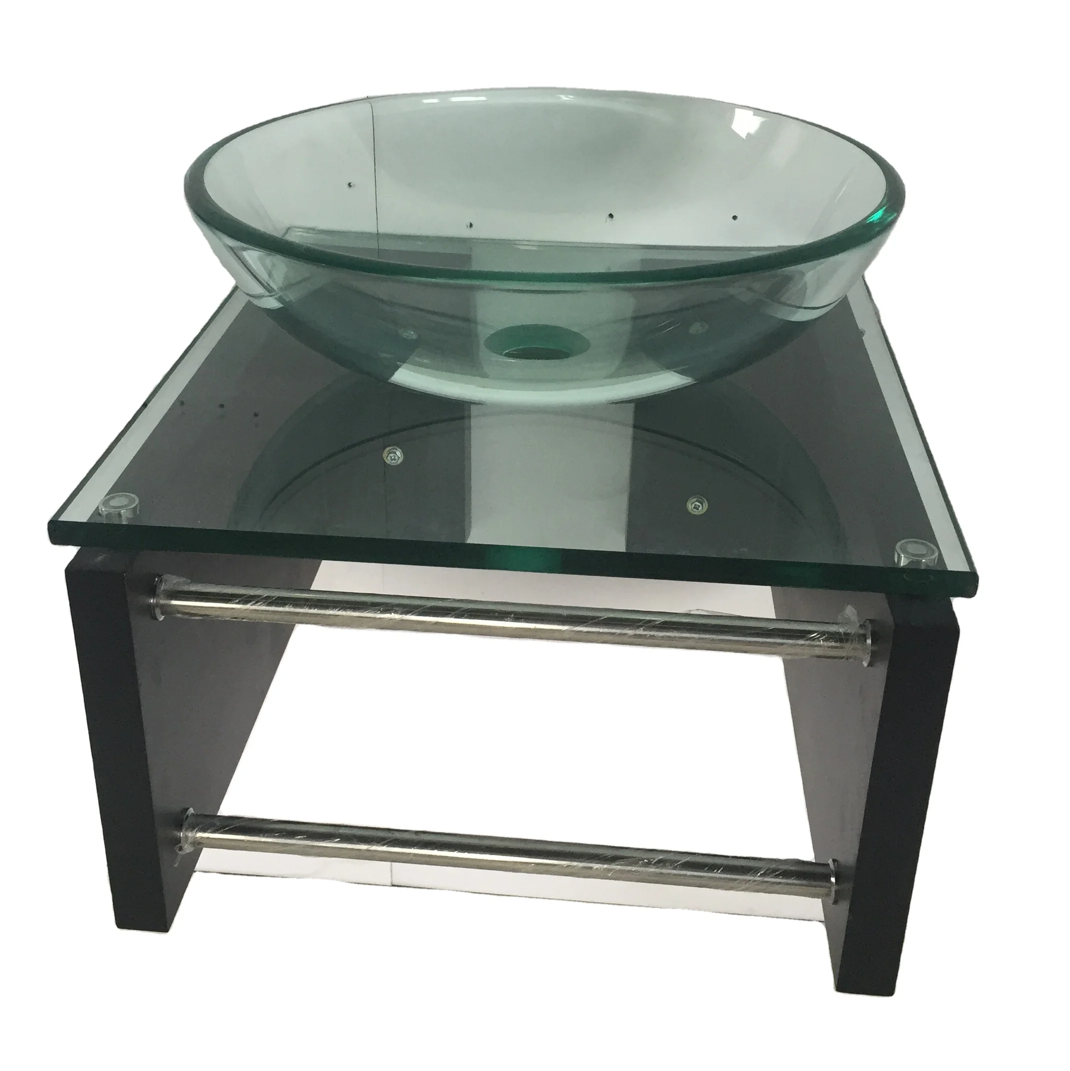 Black Wall Mounted Modern Designs Home Used Bathroom Cheap Glass Sink