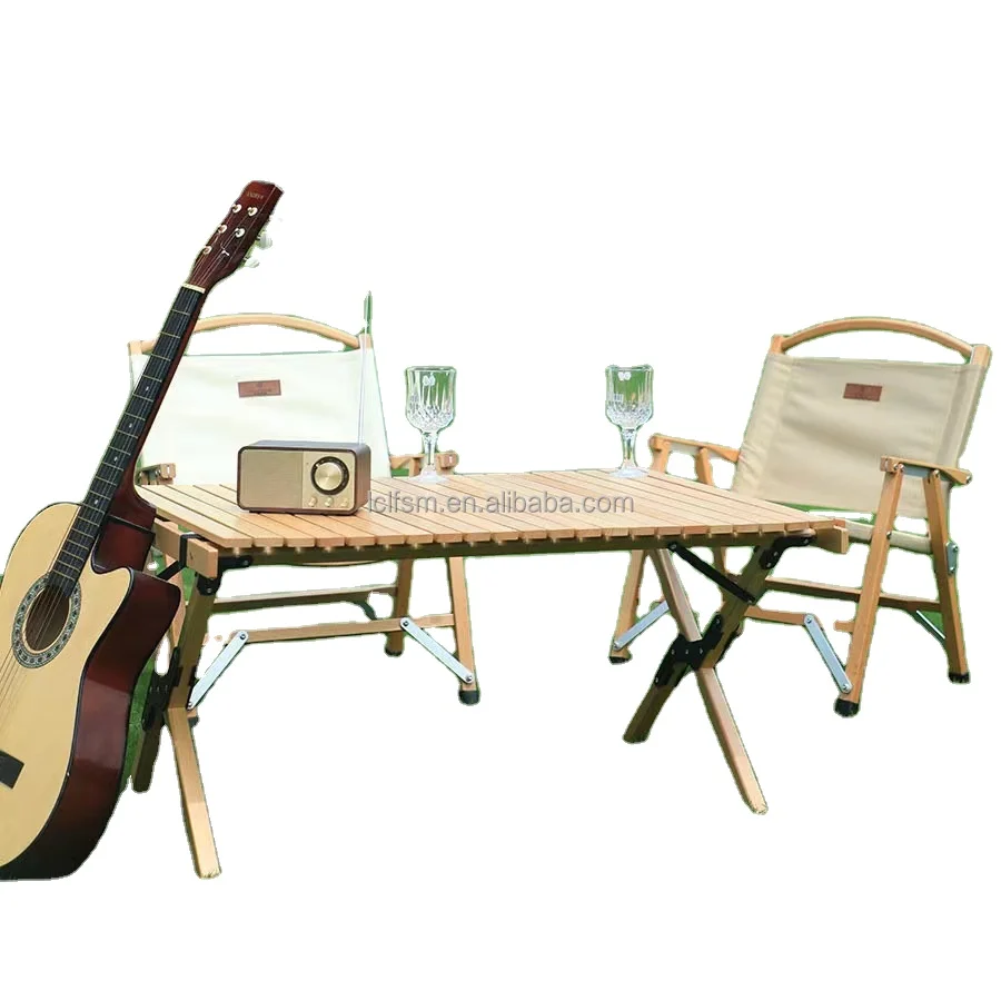 Portable folding solid wooden table static pressure bearing about 60 kg not easy to tip over