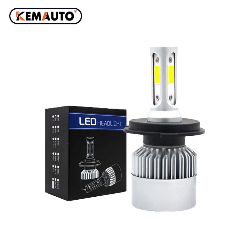 Auto S2 Led car Headlight Bulbs H4/H7/9007/H13/H27/h4b 36W 8000LM 6000K COB chip Led car S2 headlights