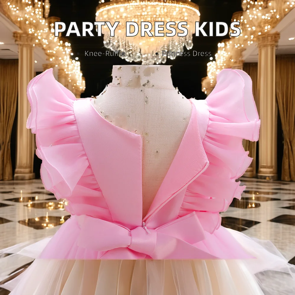 Classic O-Neckline Flower Girl Dress for Infants and Toddlers Long Taffeta for Formal Weddings and Parties