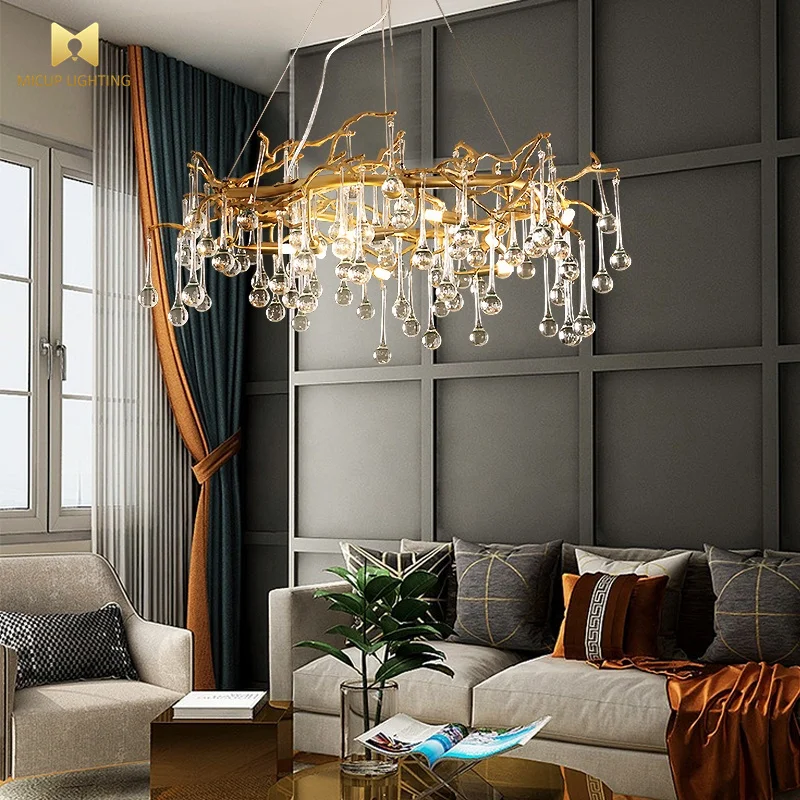 Postmodern Crystal Lighting Luxury Minimalist Modern Luxury Round Personalized Tree Branch Crystal Chandelier For Living Room