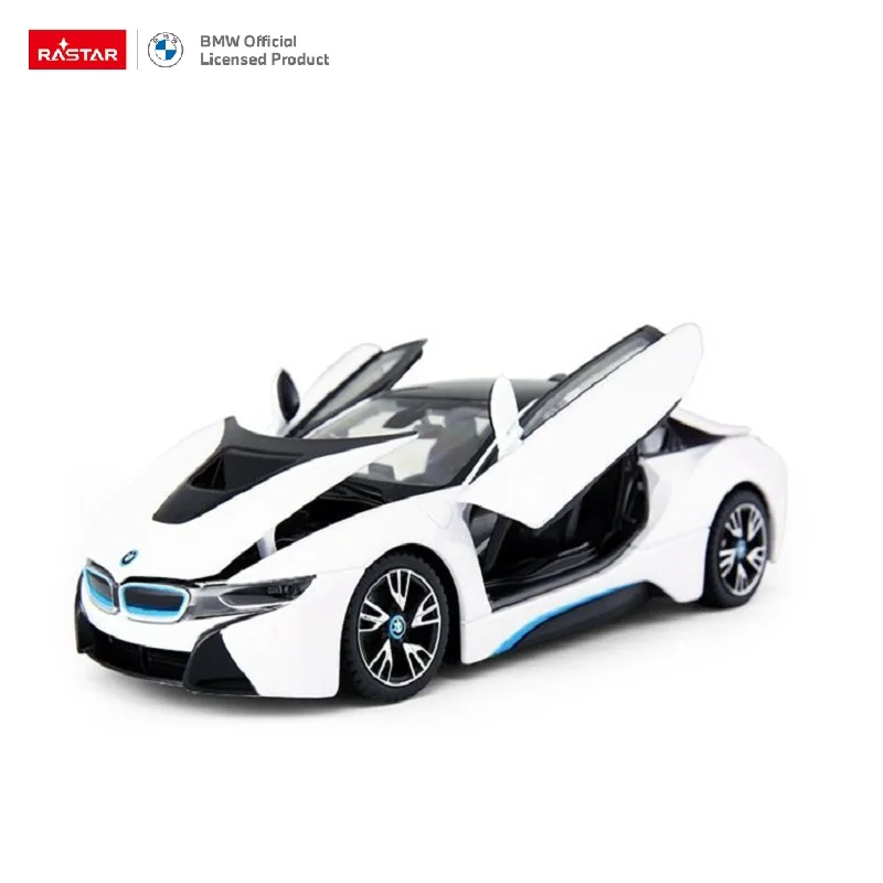 Rastar Factory Direct Sales BMW i8 1:24 scale Die Cast Car Metal Model Free Wheel Alloy Car Kids Toy Decorate vehicles for adult