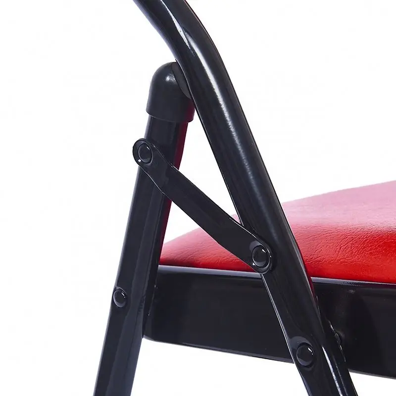Modern Fashion Office Padded Seat Cushion Iron Tube Frame Minimalist Style Metal Folding Chairs