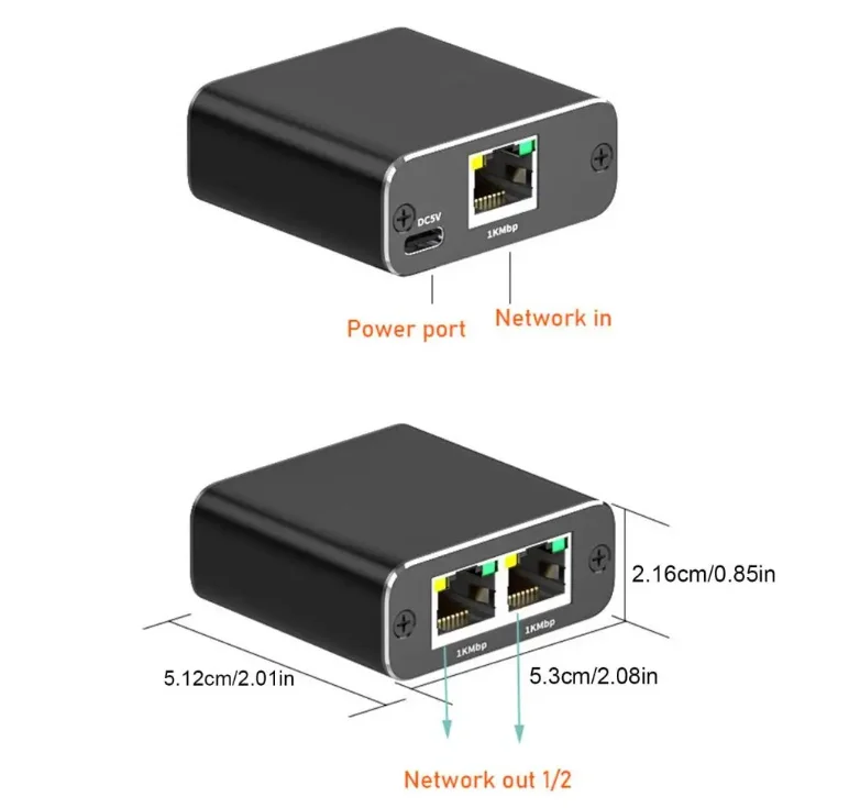 Factory Price Ethernet Splitter 1 To 2 High Speed 1000mbps Rj45 Ethernet Splitter Adapter Network Extension Connector Adapter Pc