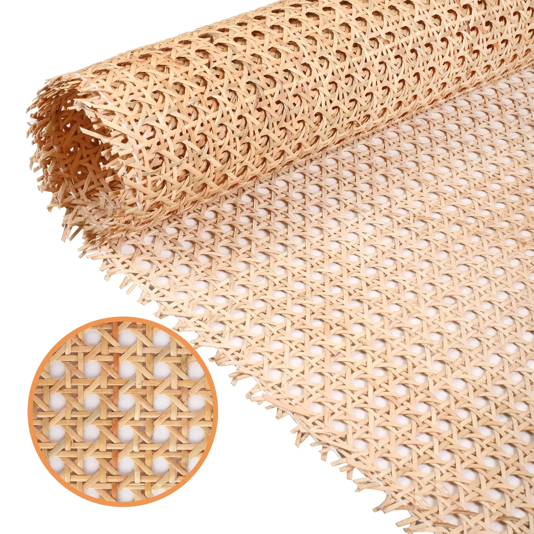 Natural raw rattan weaving material roll 40/45 /50/60/80/90/100 cm 15 meters direct supplier cane rattan webbing from China