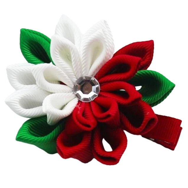 3 inch double layered big kanzashi hair clip for girl flower bows kids accessories