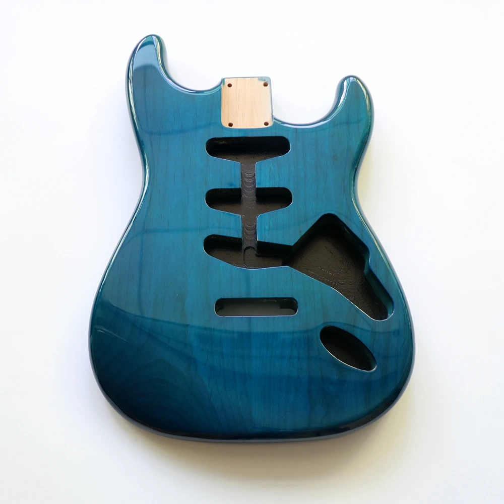 2 Piece Matched Alder Transparent Blue Color ST Guitar Body replacement In Gloss Finished SSS Routed