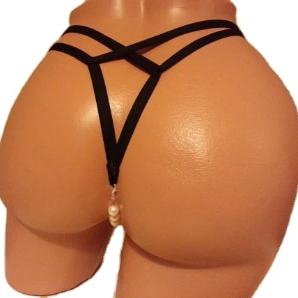 Elastic belt pearl thong home clothes