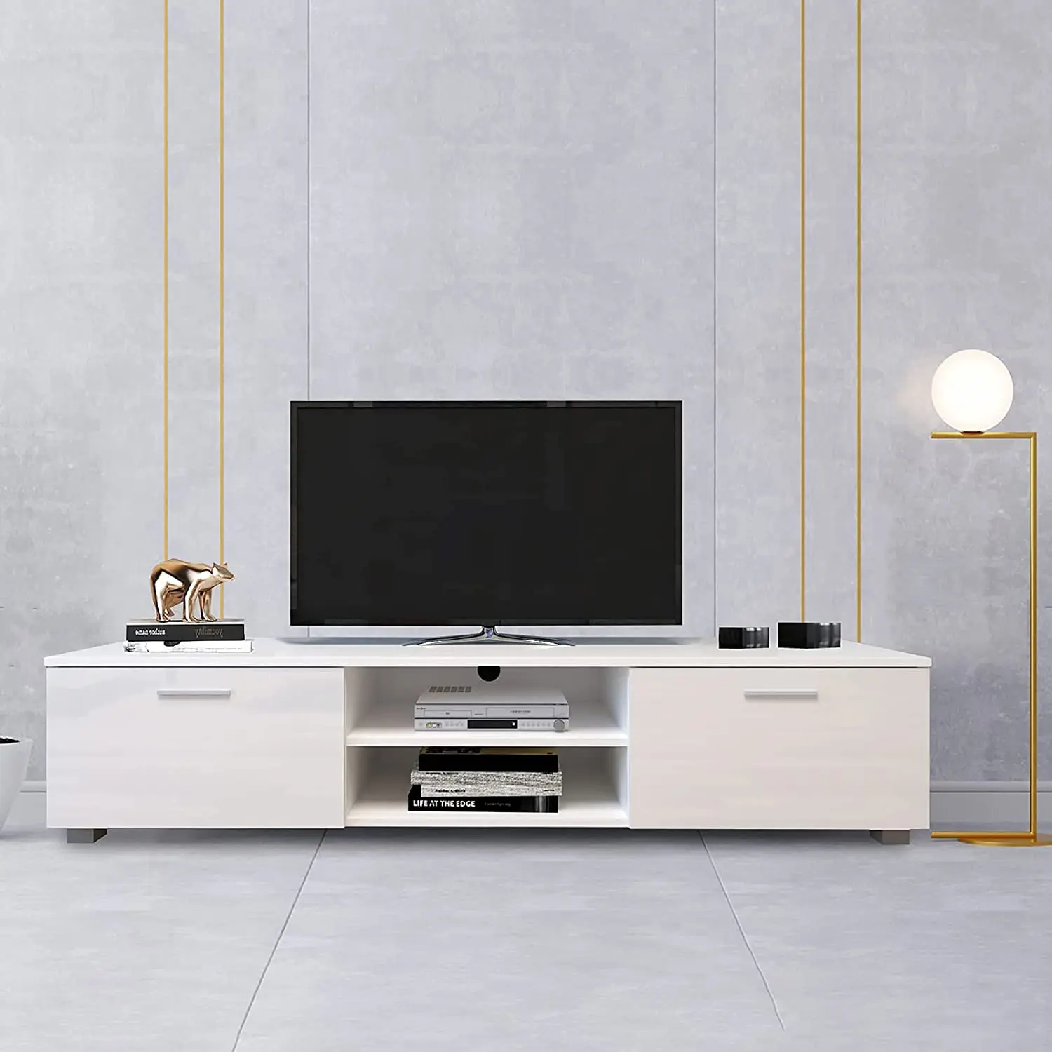 Etal Feet Living Room Furniture White Lacquer Wood Tv Table Modern Cabinet